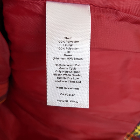 Talbots Red Tartan Plaid Down Puffer Vest - Picture 8 of 8